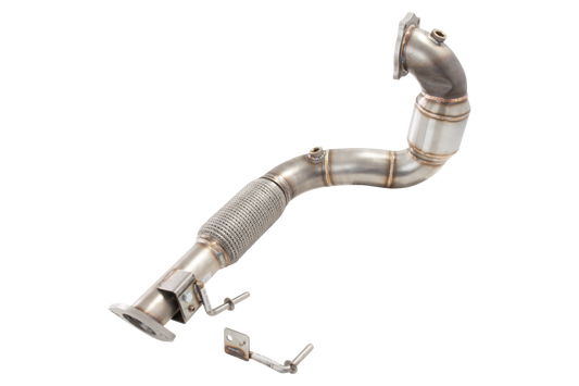 Xforce 2.5" Downpipe with High-Flow Catalytic Converter, 304 Stainless Steel (for track and off road use only)