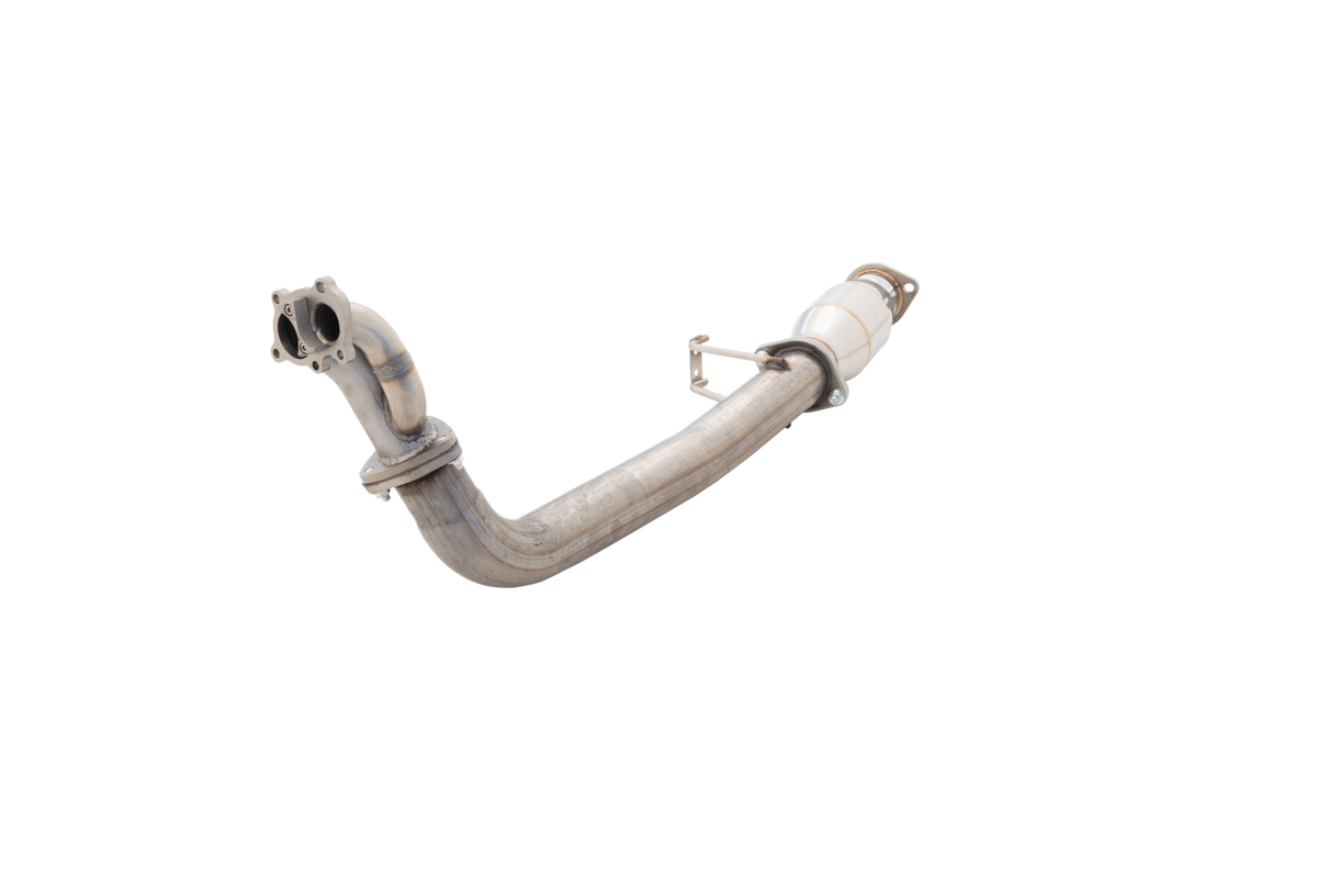 Xforce 3" Downpipe with High-Flow Catalytic Converter, 409 Raw Stainless Steel (for track and off road use only)
