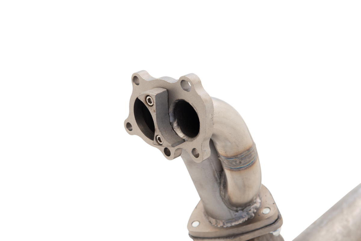 Xforce 3" Downpipe with High-Flow Catalytic Converter, 409 Raw Stainless Steel (for track and off road use only)-3