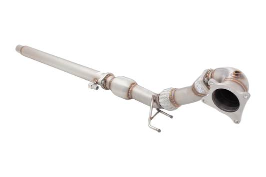Xforce 3.5"-3" Downpipe with High-Flow Catalytic Converter, 304 Stainless Steel, for OEM Cat-Back (for track and off road use only)