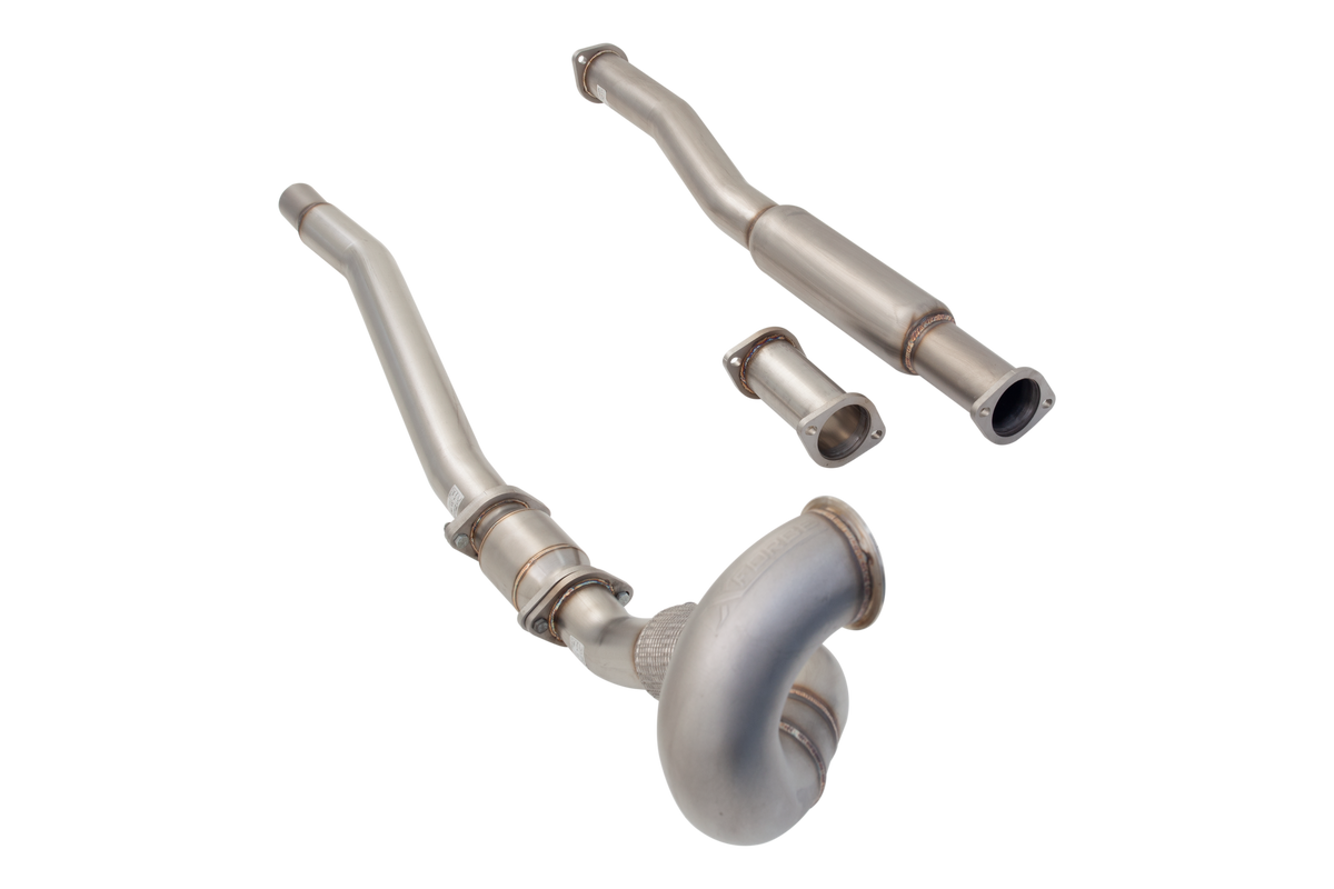 Xforce 3" Downpipe with High-Flow Catalytic Converter, 304 Stainless Steel (for track and off road use only)-2