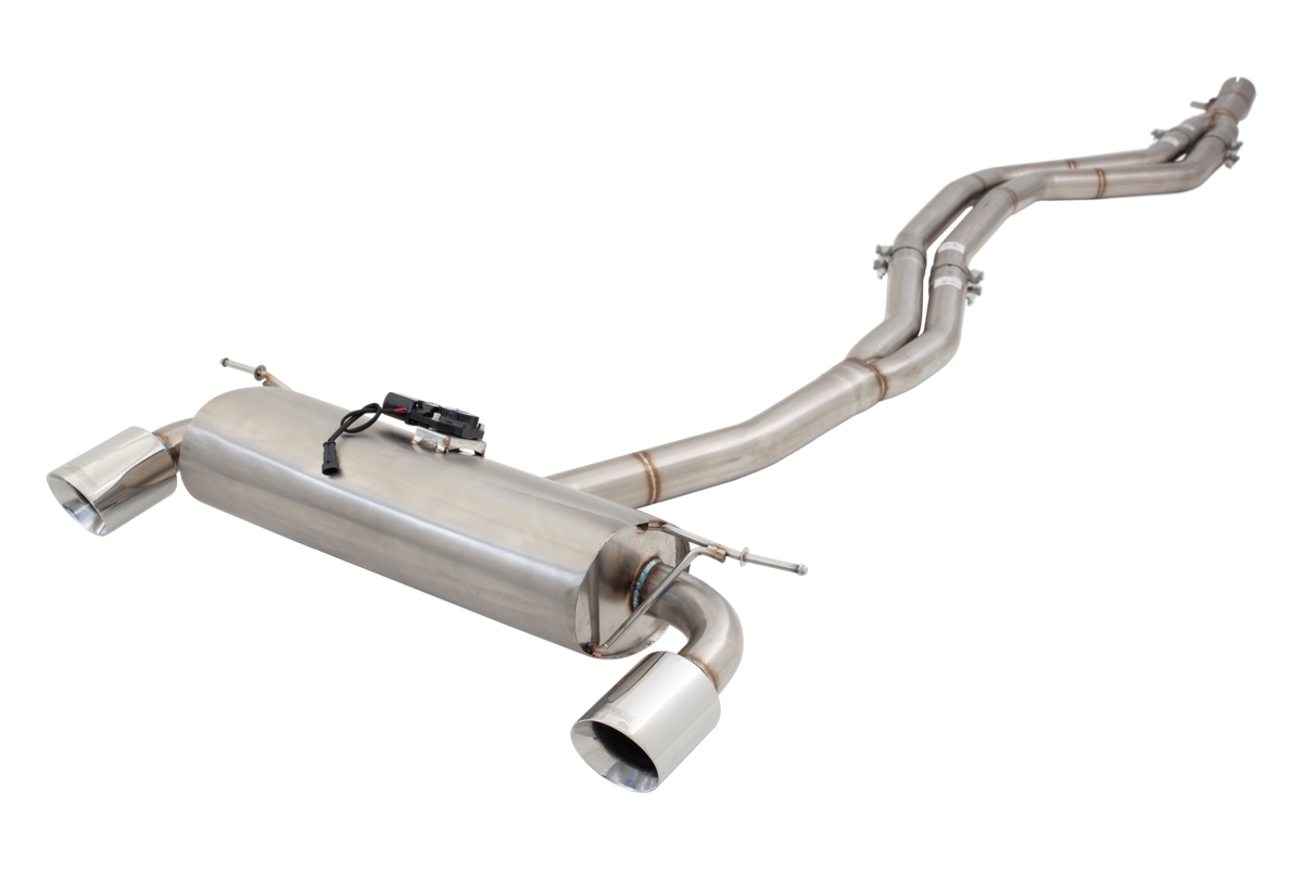 Xforce Dual 2.5"-3" Cat-Back System Varex Muffler, 304 Stainless Steel