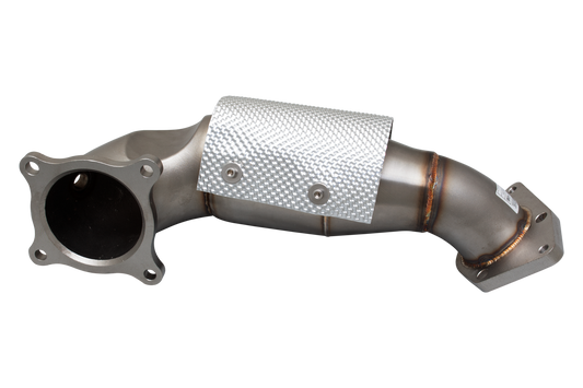 Xforce 4"-3" Downpipe with High-Flow Catalytic Converter, 304 Stainless Steel (for track and off road use only)