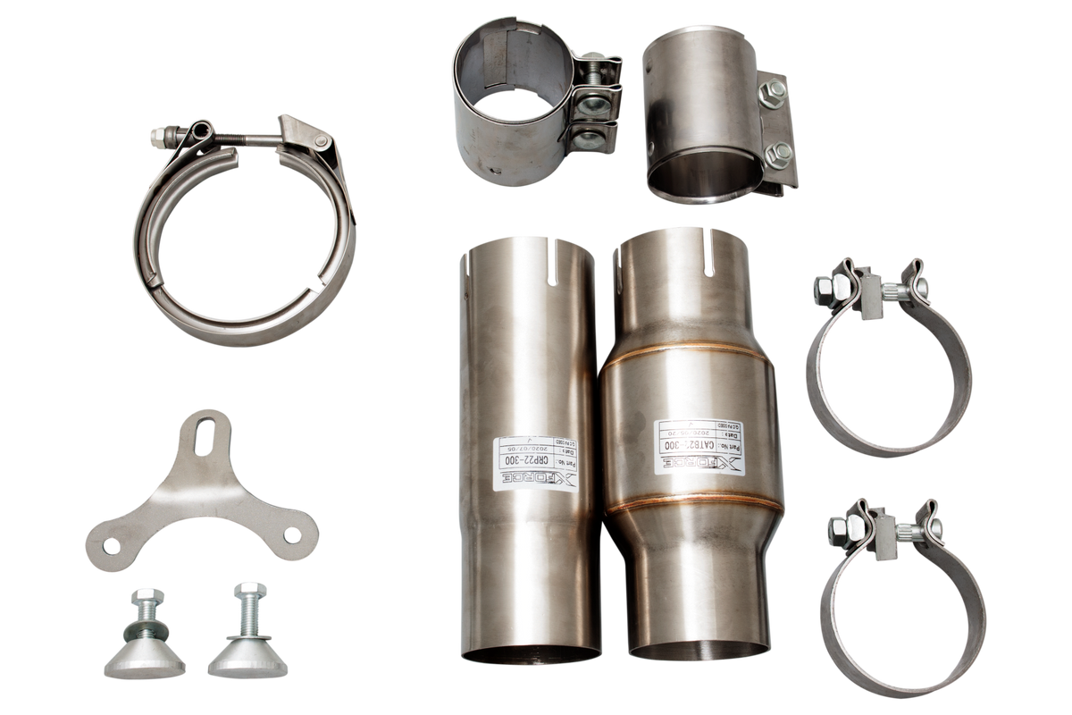 Xforce 4"-3" Downpipe with High-Flow Catalytic Converter, 304 Stainless Steel (for track and off road use only)-3