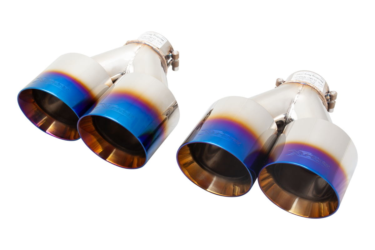 Xforce 4" Twin Quad Burnt Blue Tips (for Xforce system only, will not fit OEM)