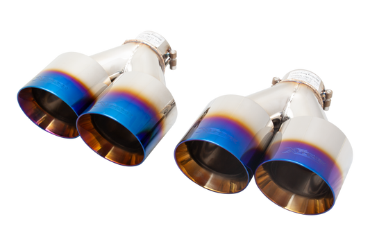 Xforce 4" Twin Quad Burnt Blue Tips (for Xforce system only, will not fit OEM)