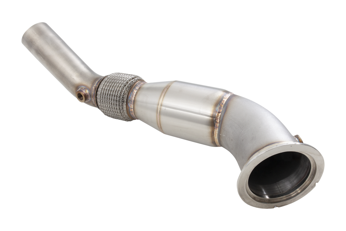 Xforce 4"-3" Downpipe with High-Flow Catalytic Converter, 304 Stainless Steel (for track and off road use only)
