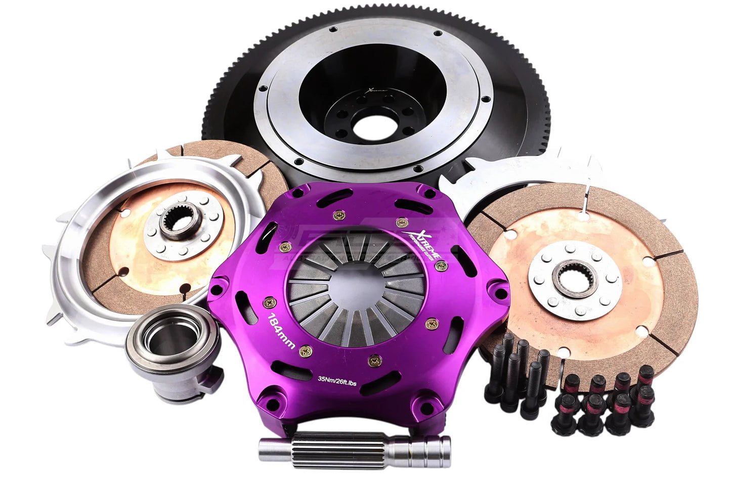 Xtreme Performance - 184mm Rigid Ceramic Twin Plate Clutch Kit Incl Flywheel 1220Nm