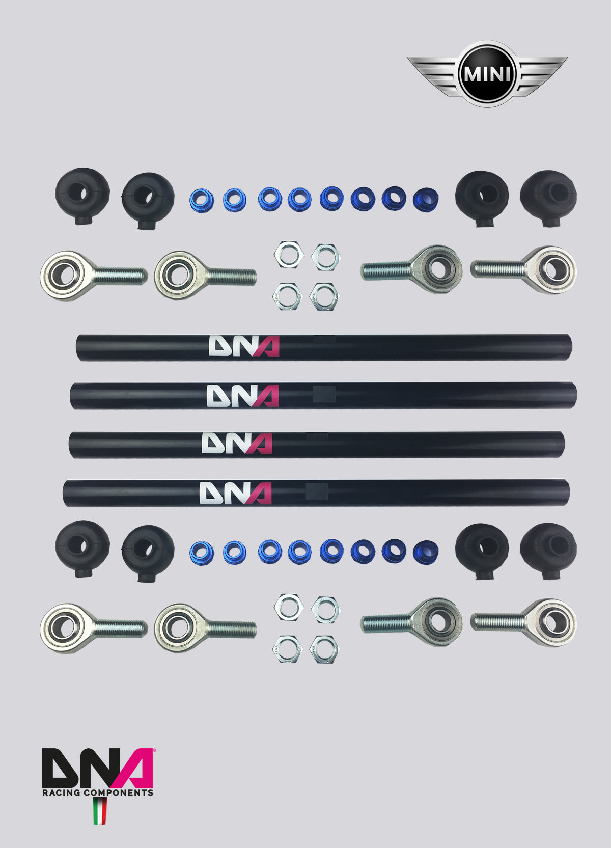 PC0206 Kit tiranti sospensione posteriore camber e convergenza DNA Racing per Mini Cooper R50/R52/R53/R55/R56/R57