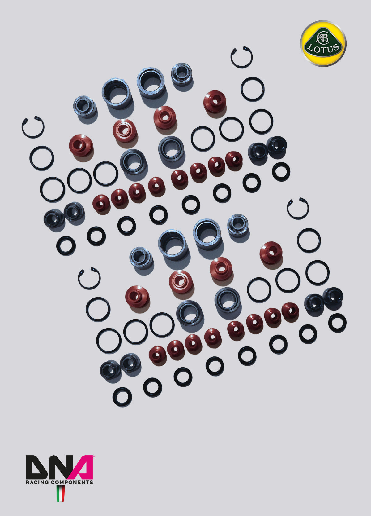 PC0812 Kit uniball per trapezi sospensioni standard (completo) DNA Racing per Lotus Exige V6 S3