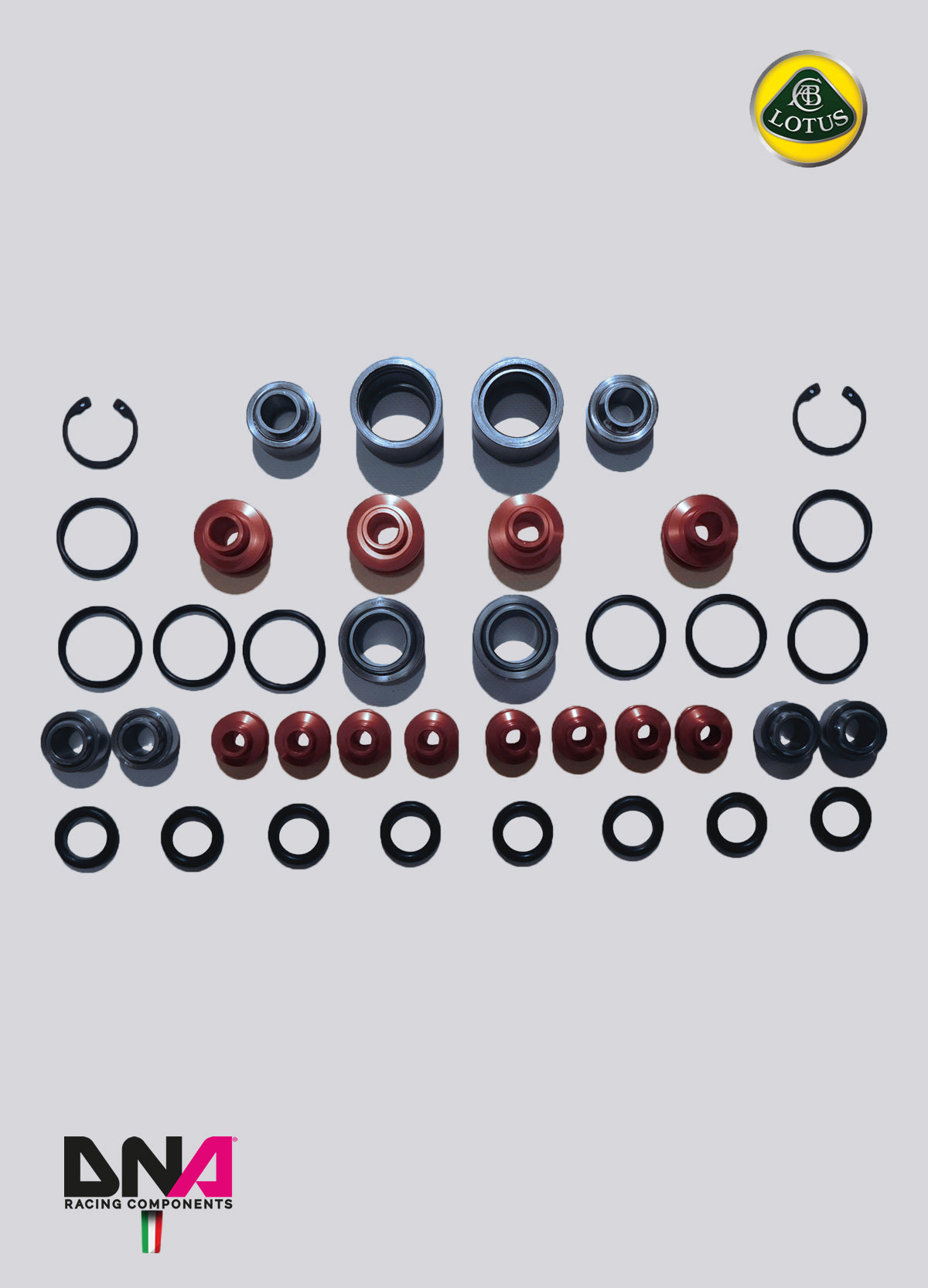 PC0812 Kit uniball per trapezi sospensioni standard (completo) DNA Racing per Lotus Exige V6 S3