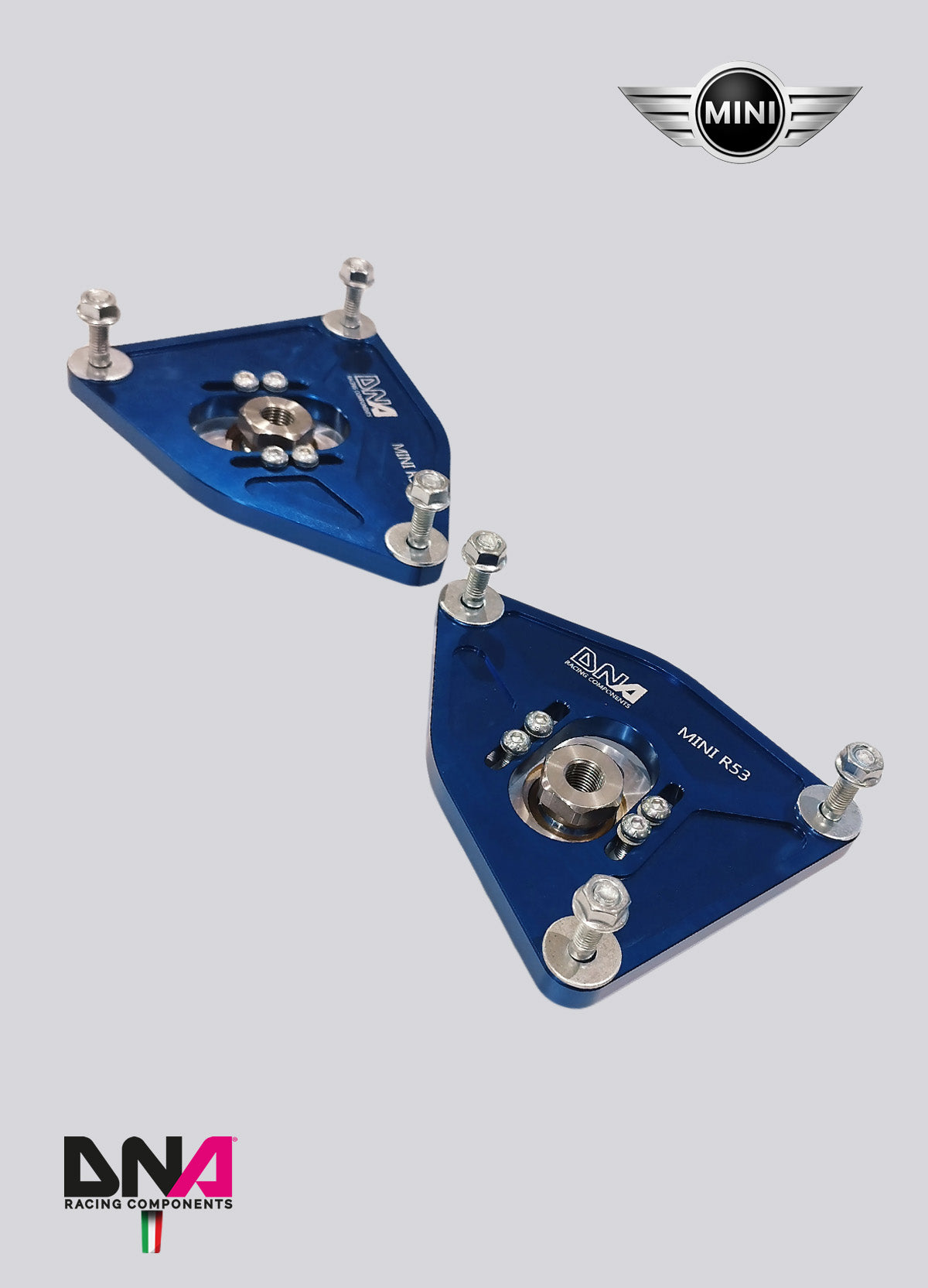 PC1866 Kit top mount regolabile su uniball DNA Racing Mini Cooper R52-R53-R54 per ammortizzatori Öhlins