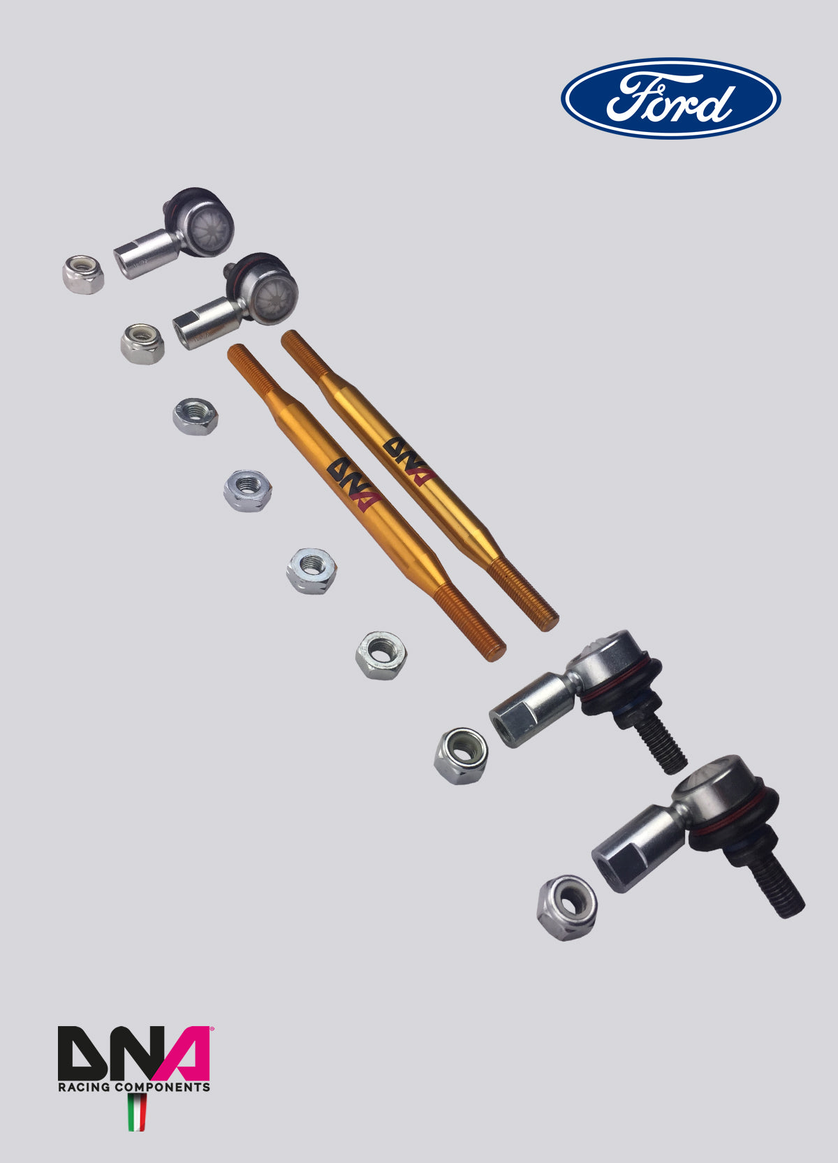 PC1065 Kit tiranti Pro Street barra antirollio anteriore DNA Racing Ford Fiesta VII, Ford Fiesta MkVIII, Renault Clio IV