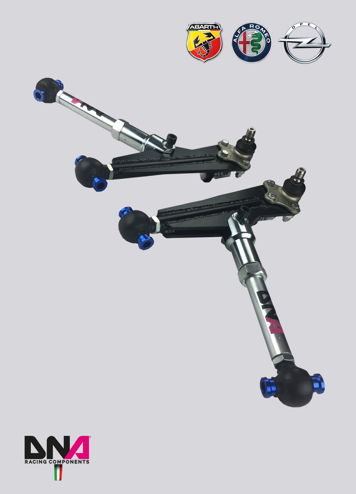 PC1147 Kit trapezi regolabili DNA Racing Grande Punto Abarth, Alfa Romeo Mito, Opel Corsa C, Opel Corsa D