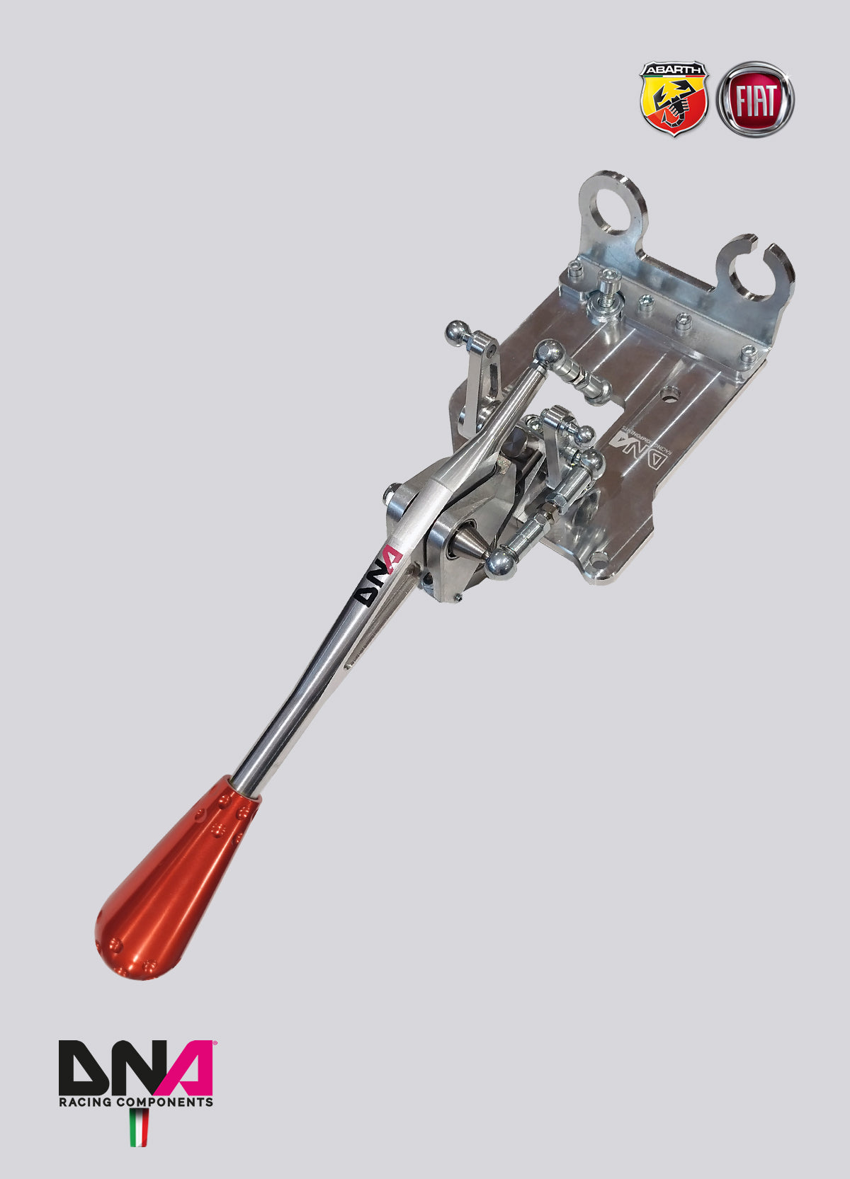 PC1476R Kit torretta cambio regolabile anodizzata naturale con pomello 695 style anodizzato rosso