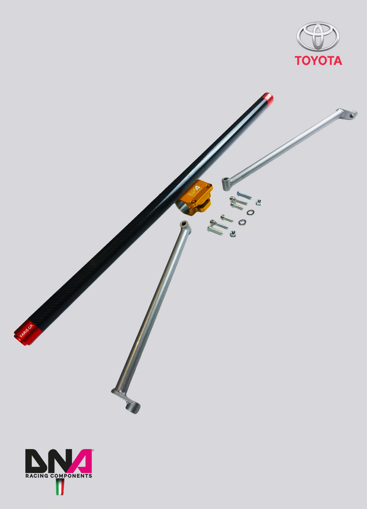PC1697 Kit barra duomi posteriore in carbonio con tiranti Racing Toyota GR Yaris Mk1, Toyota GR Yaris Mk2
