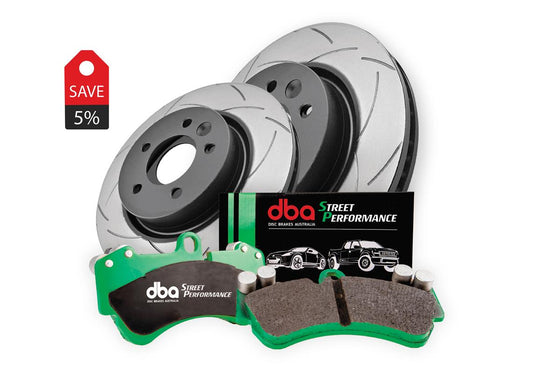 DBA DBA3461S-15092SP - Brake Kit - Street Series T2 Slotted & Street Performance Brake Pads (2x DBA3461S + DB15092SP)