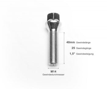 TA Technix wheel bolt M14 X 1.5 X 40 Taper collar